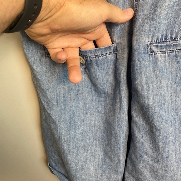 J. Crew Women's Denim Collared Romper Short Sleeve Size 0 Button Up Front - Picture 7 of 16